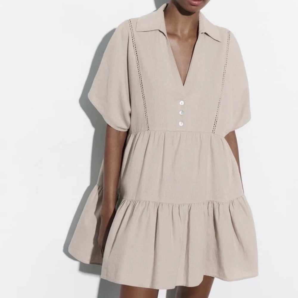 Zara Light Beige Buttoned Top